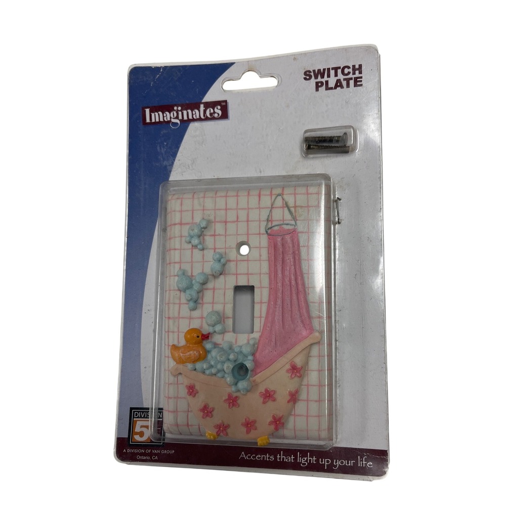 Bathroom Switch‎ Plate Single Toggle Rubber Ducky Bathtub Pink Novelty Bubbles